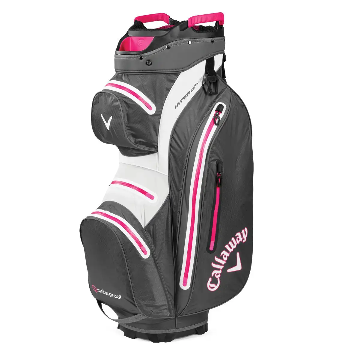 Callaway Hyperdry 15 Waterproof Golf Cart Bag - Charcoal/Pink 3 Callaway Hyperdry 15 Waterproof Golf Cart Bag - Charcoal/Pink